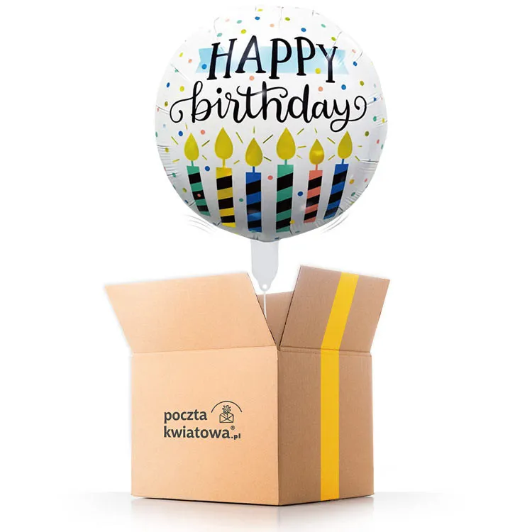 "Happy Birthday" Helium Balloon in a Box | Poczta Kwiatowa®