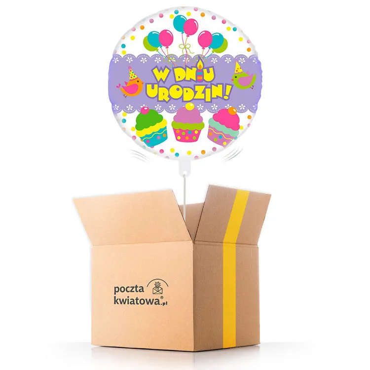 On the birthday - cupcakes - helium balloon | Poczta Kwiatowa®