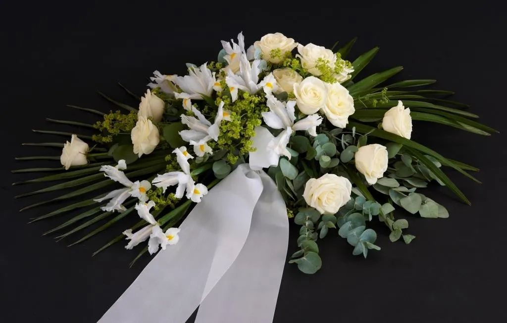 Funeral arrangement, white