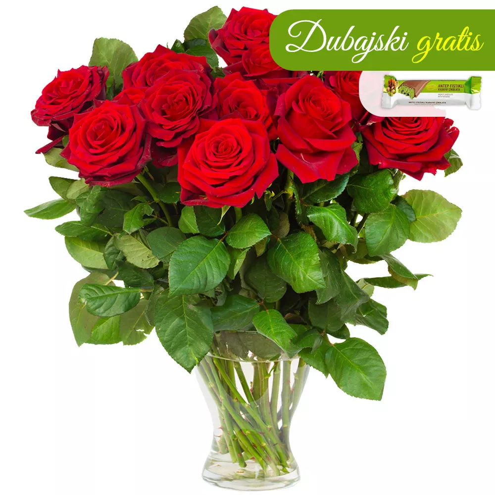 12 red roses - Poczta Kwiatowa® red roses with a flower courier