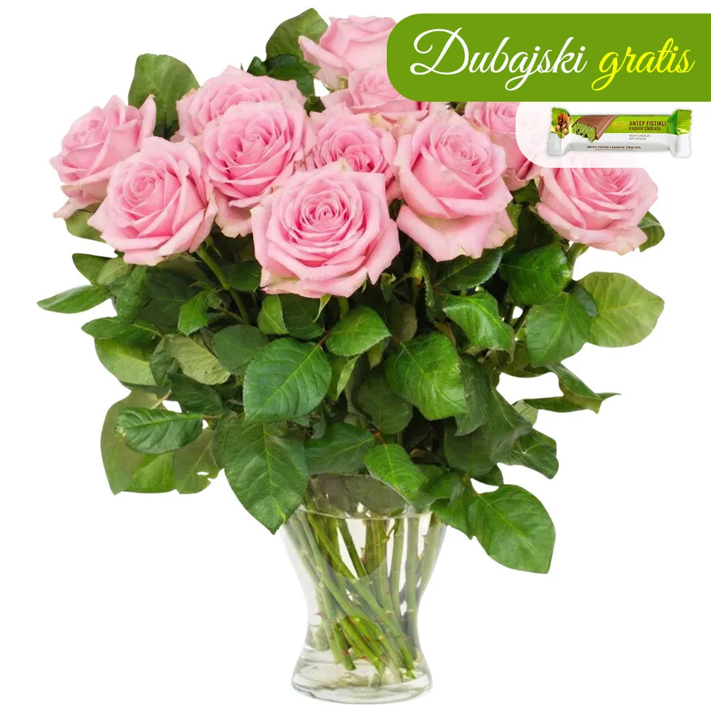 12 pink roses- Poczta Kwiatowa® pink roses with courier delivery