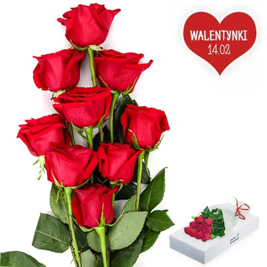 9 czerwonych róż - Poczta Kwiatowa® czerwone róże z dostawą do 100 zł