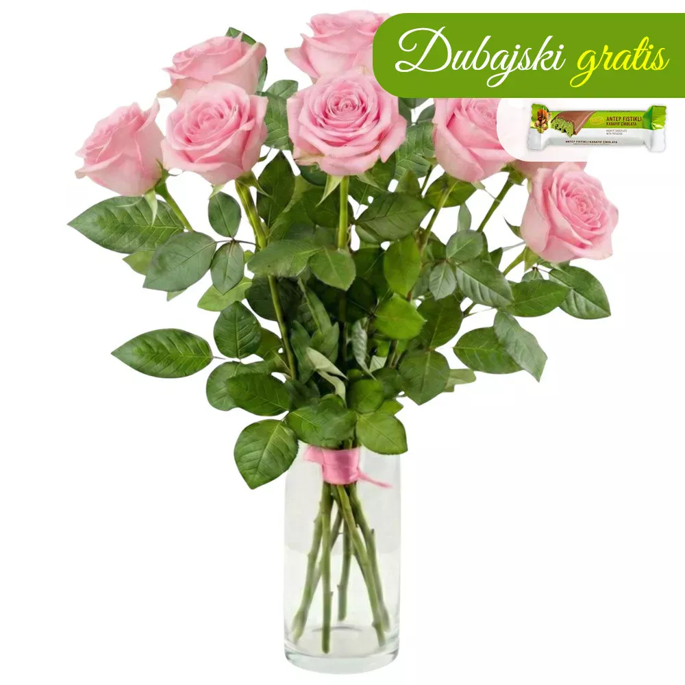9 pink roses - Poczta Kwiatowa® bouquet of pink roses with delivery