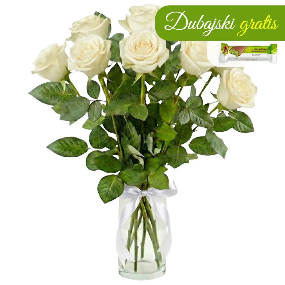 9 white roses - Poczta Kwiatowa® flowers with courier delivery up to 100 zł