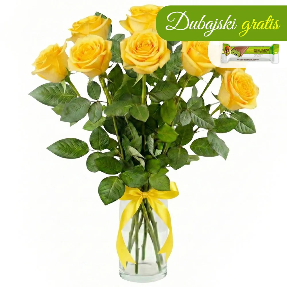 9 yellow roses - Poczta Kwiatowa® bouquet of roses with courier delivery