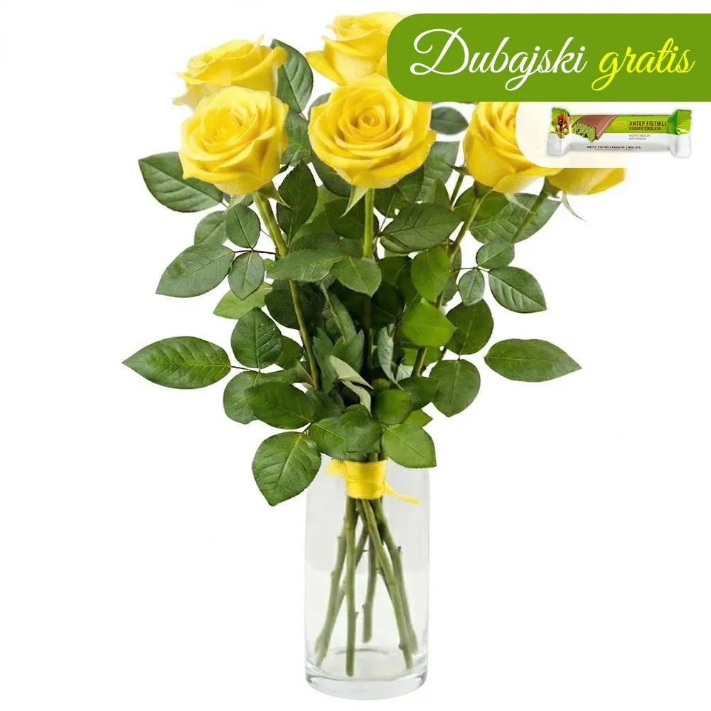 7 yellow roses - Poczta Kwiatowa® flowers in a box delivery courier