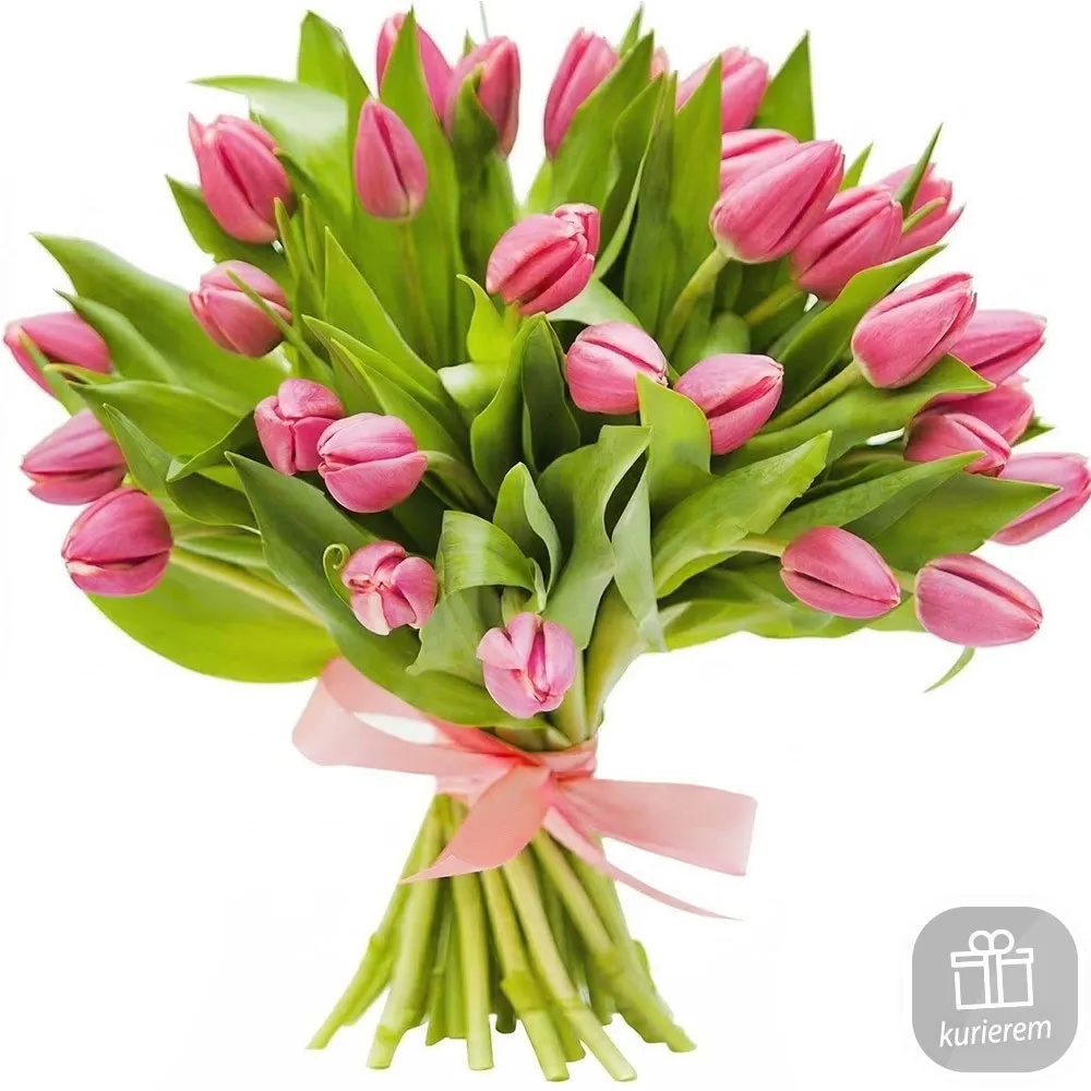 12 pink tulips - Poczta Kwiatowa® tulips roses with a flower courier