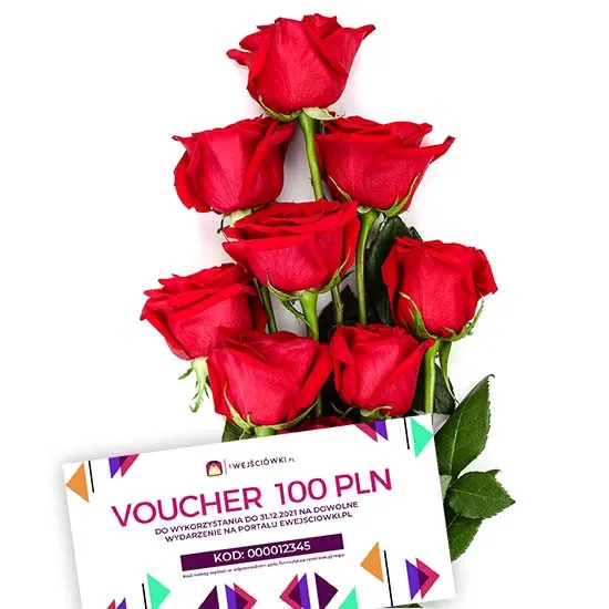 9 red roses with voucher for a theater for someone 