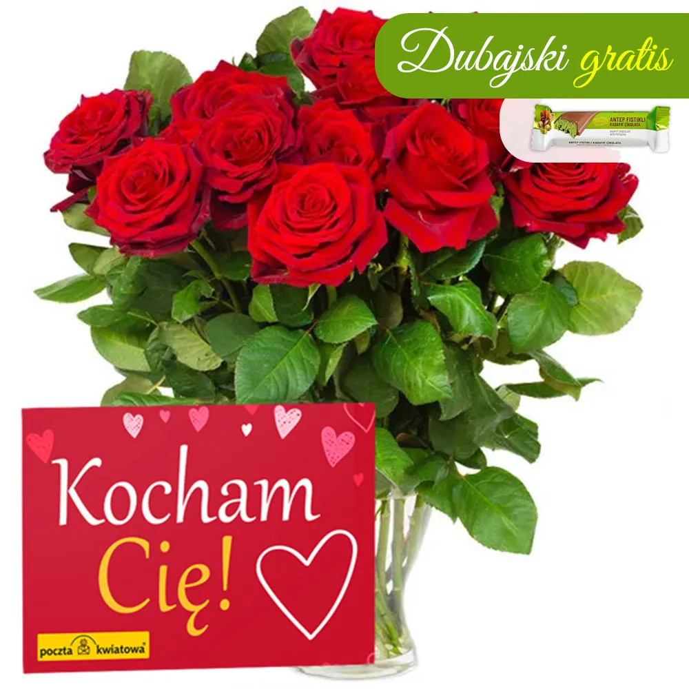 12 red roses + I love you | Poczta Kwiatowa®