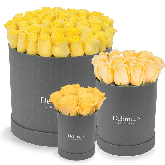 Żółte róże, kwiaty w pudełku, Poczta Kwiatowa ® flowerbox