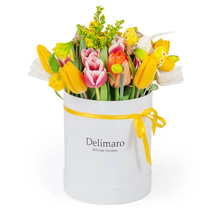 Flowerbox Wielkanocny Biały- Poczta Kwiatowa ® prezent na Wielkanoc