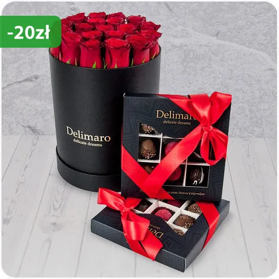 Red roses with Delimaro™ truffles - Poczta Kwiatowa® flowers and chocolates with delivery