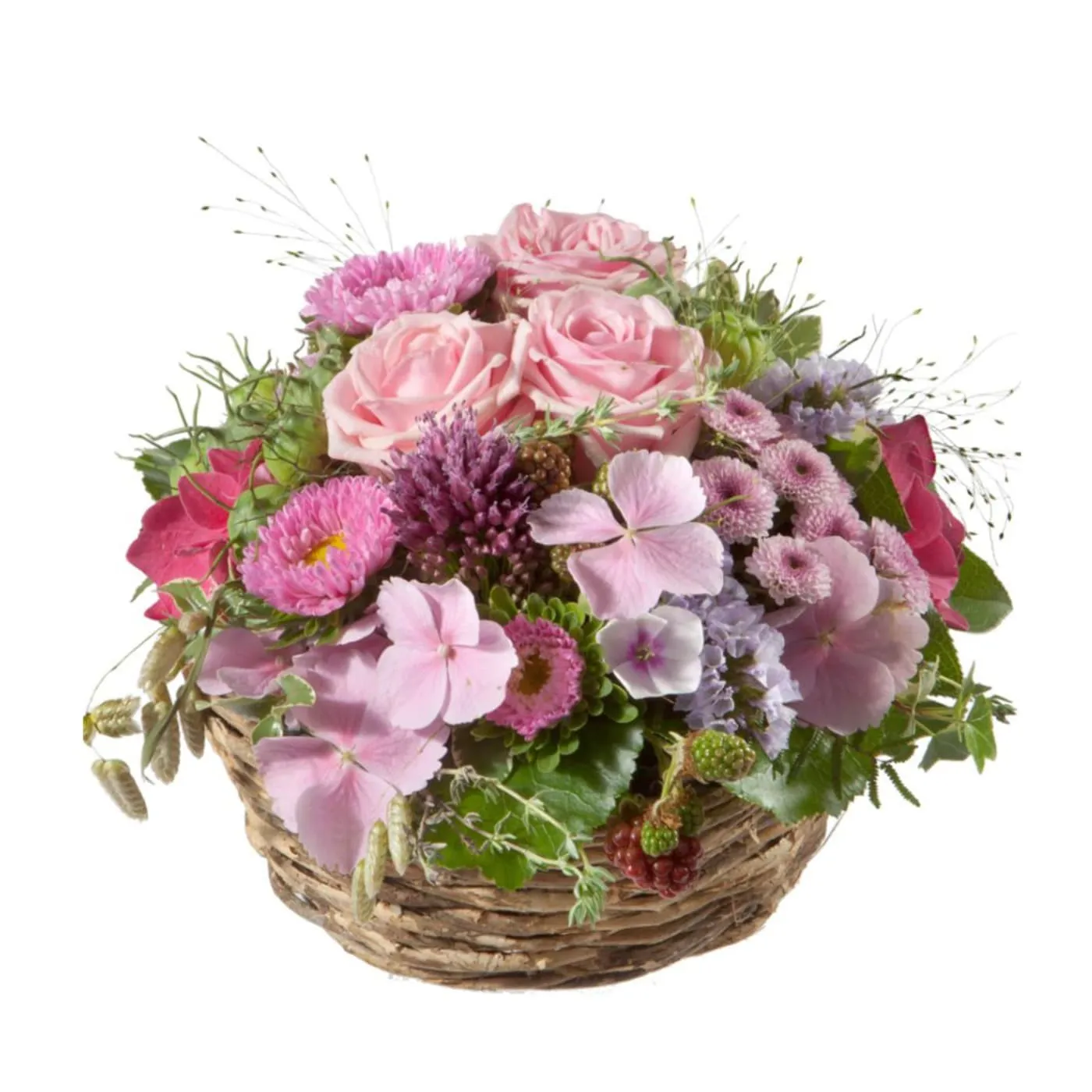 Basket Filled with Delicate Flowers