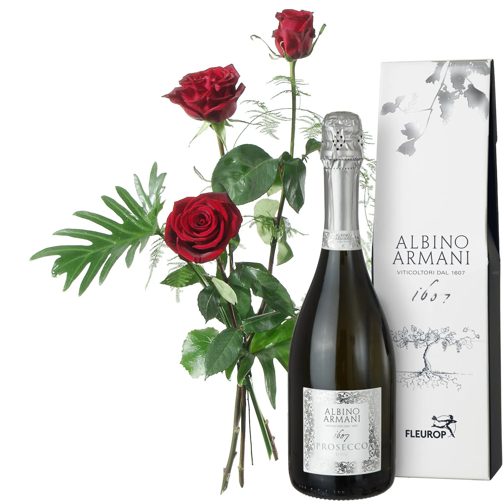 3 Czerwone róże z Prosecco