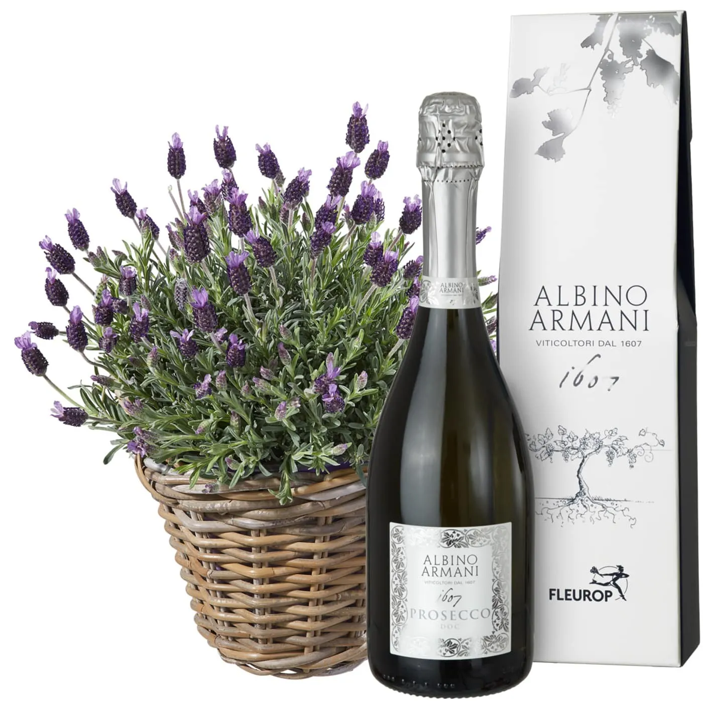 Koszyk lawendy z Prosecco Albino Armani DOC (75cl)