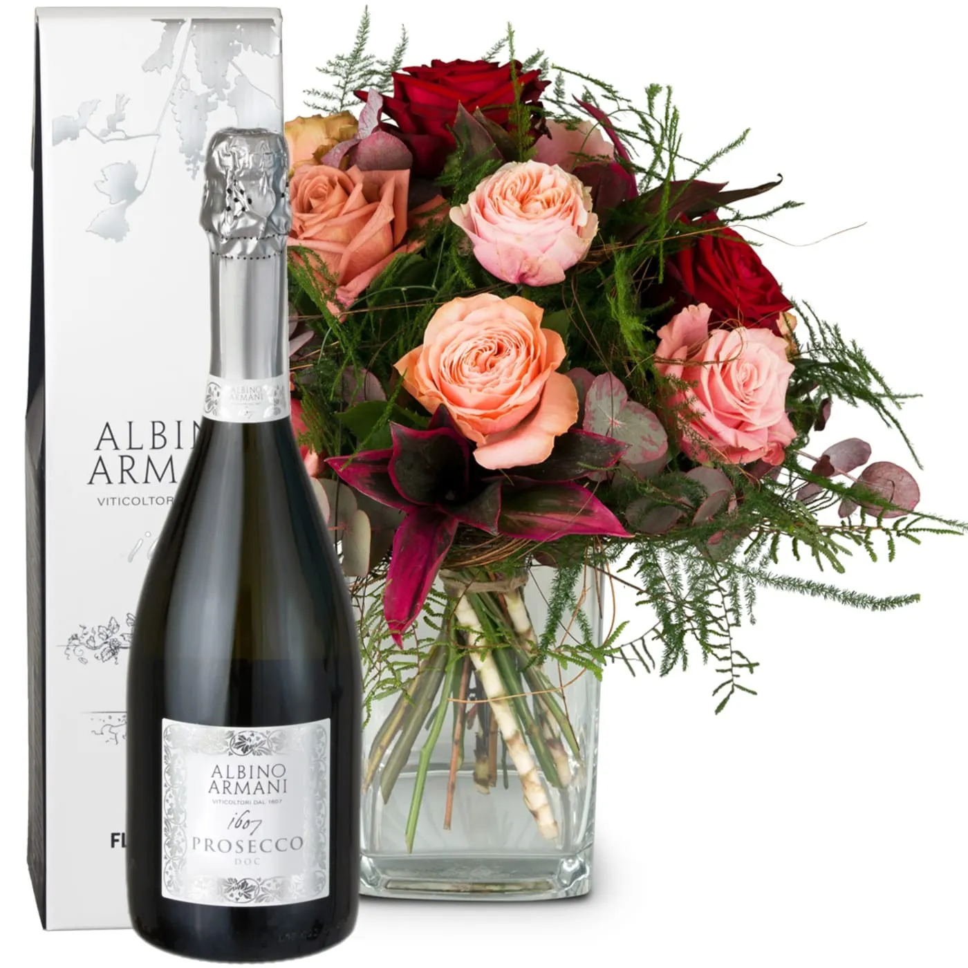 Romantic Roses with Prosecco Albino Armani DOC 75cl