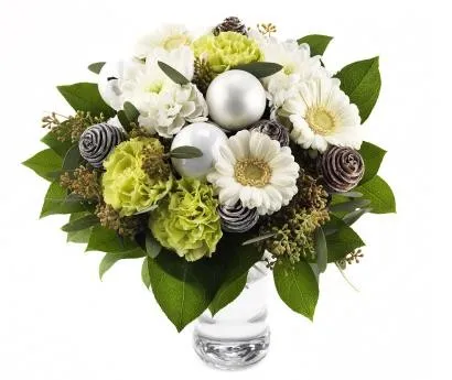 Christmas bouquet with christmas bauble