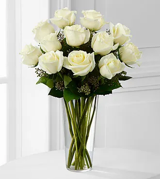 E8-4812 The White Rose Bouquet - VASE INCLUDED