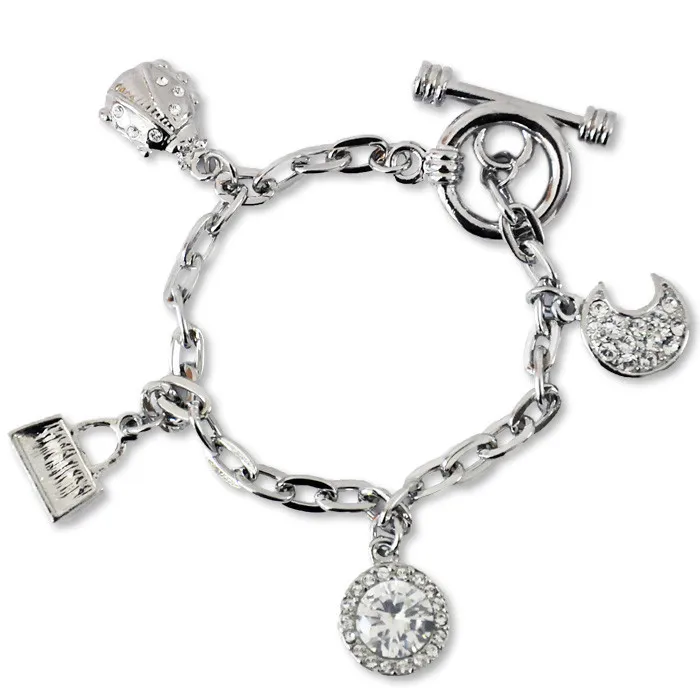 Charms Swarovski bracelet, charms bracelet with original Swarovski elements, bracelet with hangers