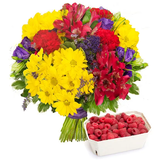 Pasodoble bouquet with raspberries - Poczta Kwiatowa® flowers and fruits
