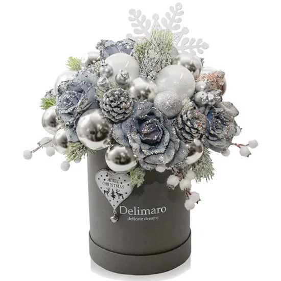Stroik-Flowerbox szary, Poczta Kwiatowa® stroiki świąteczne, Boże Narodzenie