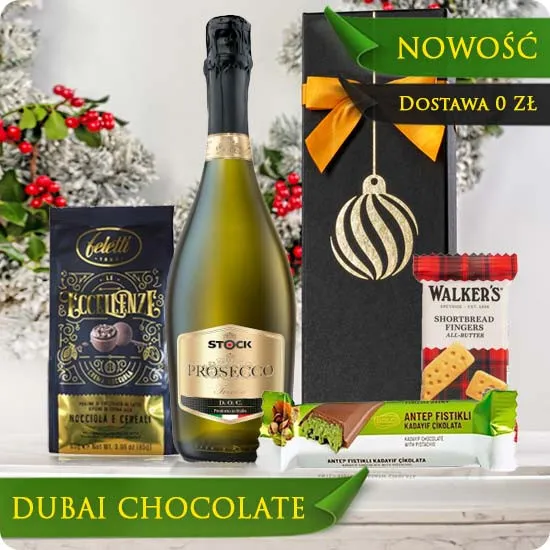 Dubajska Czekolada - zestaw świąteczny z prosecco - Poczta Kwiatowa®