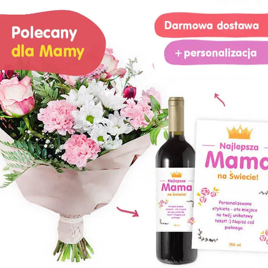 Bukiet Pastelowy z winem dla Mamy - Poczta Kwiatowa® kwiaty