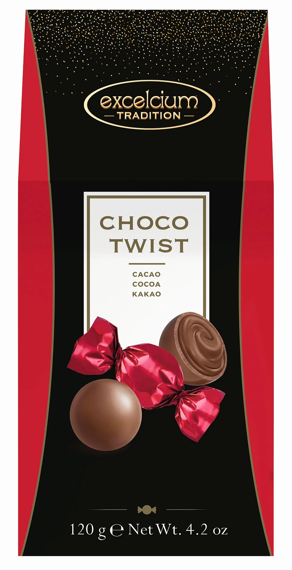 Poczta Kwiatowa® kreator prezentów- Czekoladki Excelcium Choco Twist Czerwone, czekoladki na prezent