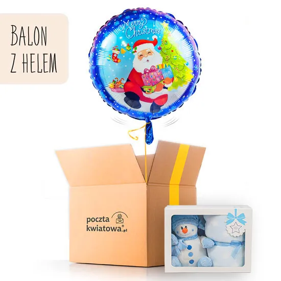 Snowman with a blanket and a balloon for a boy, Poczta Balonowa