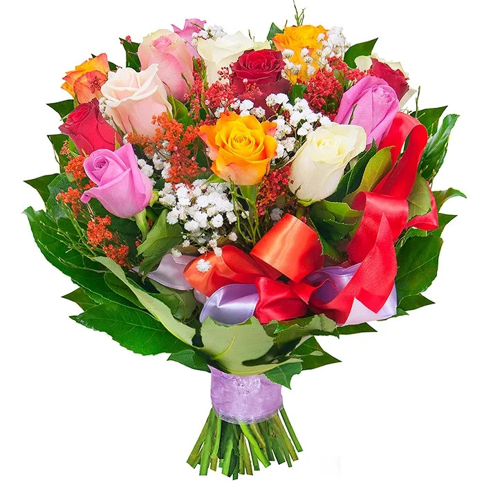 Coloured roses, composition of different coloured roses, a rainbow bouquet