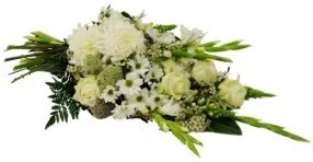 Elegant sympathy Spray / Sheaf in WHITE only (lilies/roses etc...)