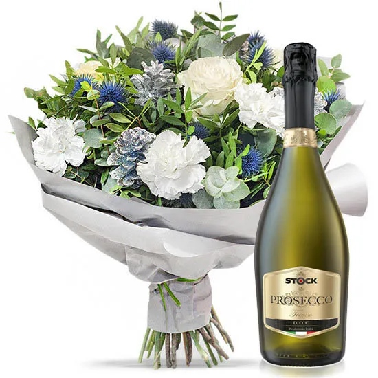 Bukiet mroźny z Prosecco Treviso - Poczta Kwiatowa® kwiaty zimowe