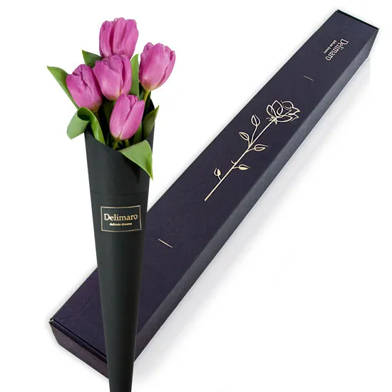 5 różowych tulipanów w rożku - Poczta Kwiatowa® Dzień Kobiet