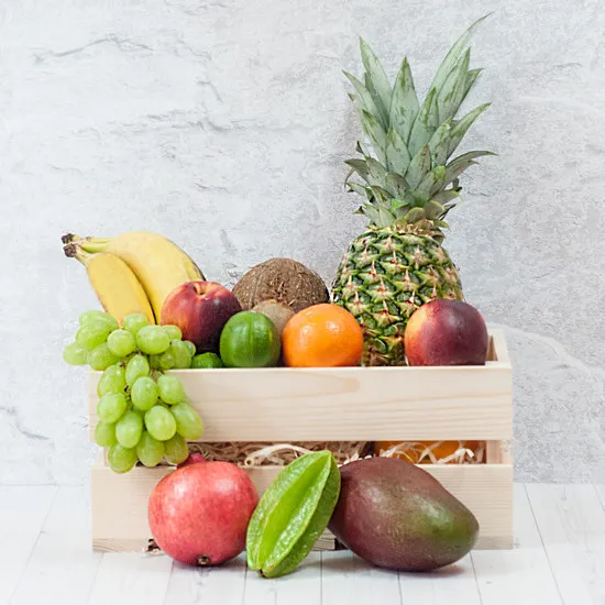 Premium fruit box, exotic fruit in wooden box, gift with fruits