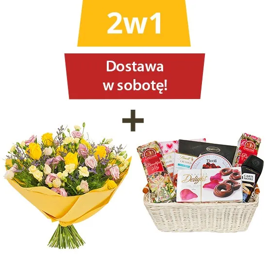Bukiet słoneczny puchar i kosz prezentowy koszyk herbaciarza na Dzień Ojca