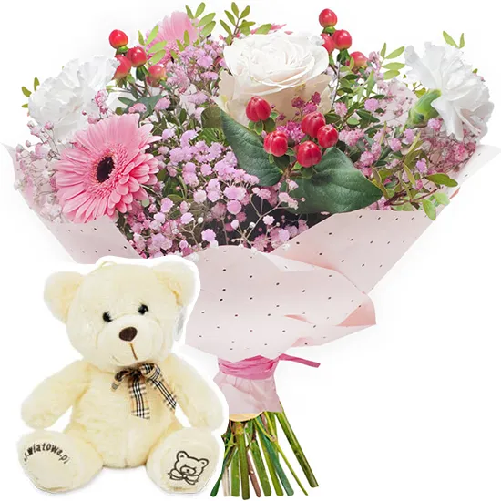 Powder Bouquet with a teddy bear