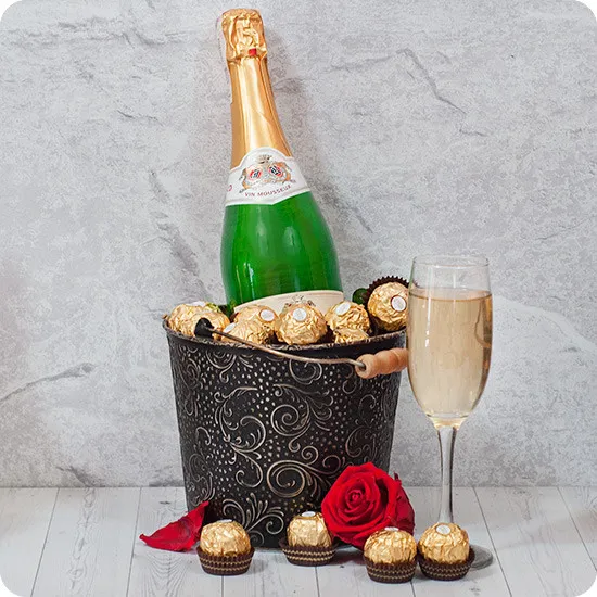 Elegant wine cooler with champagne