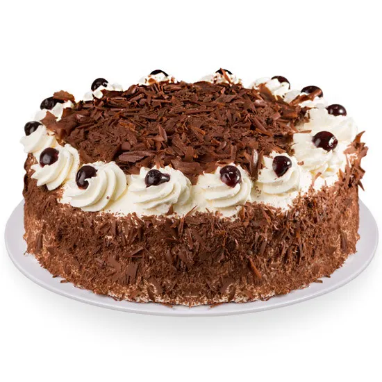 black forest cake, sweet cake with cherries and sponge cake, whipped cream