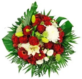 Wedding MCF - only in strong red and white shades - roses/lilies/gerberas etc...