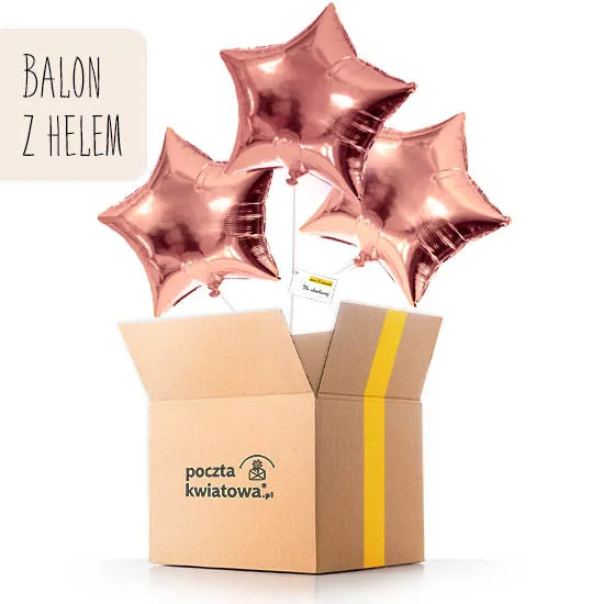 Trzy różowe gwiazdki - balony z helem, różowe balony z helem, poczta balonowa