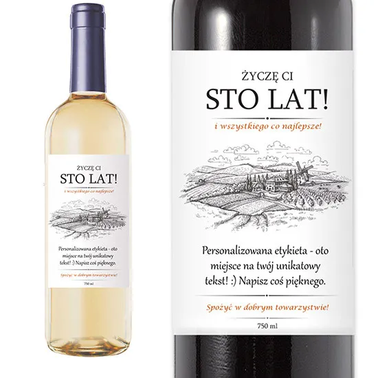Wino personalizowane, wino na urodziny, czerwone wino hiszpańskie, białe wino półwytrawne, wino z własną etykietą
