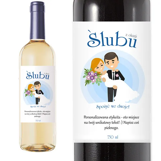 Wino personalizowane, wino na ślub, czerwone wino hiszpańskie, białe wino półwytrawne