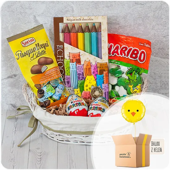 Kolorowy prezent z balonem - Poczta Kwiatowa® Wielkanoc