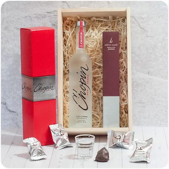 Sweet etudes with engraving, wooden box, gift with vodka and panties with chocolate, engraved box