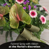 Funeral bunch mixed cut flowers with ribbon