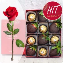 Dark And Gold W Gorzkiej Czekoladzie Z Ferrero Rocher + Czerwona Róża