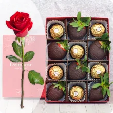 Dark And Gold W Gorzkiej Czekoladzie Z Ferrero Rocher + Czerwona Róża