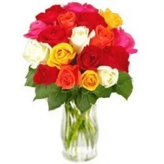 Bukiet kolorowych róż z wazonem  - Uzbekistan