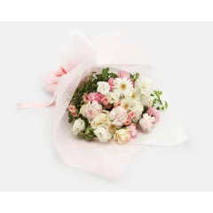 "Mother's Day" white & pink hand-tied bouquet - Japan