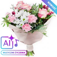 Pastel Bouquet with Musical Wishes (AI) | Poczta Kwiatowa®